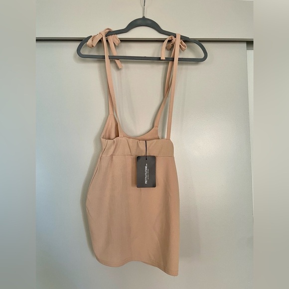 PLT Stone Dungaree Style Mini Skirt - Beige/Nude (Size Small) - Picture 2 of 5